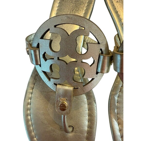Tory Burch Metallic Gold Miller Logo Sandals Women’s Size 9 – Pre-Owned - Picture 4 of 10